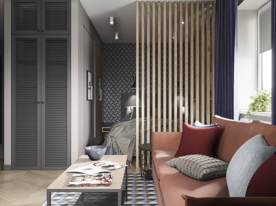 Рейки в интерьере балкона