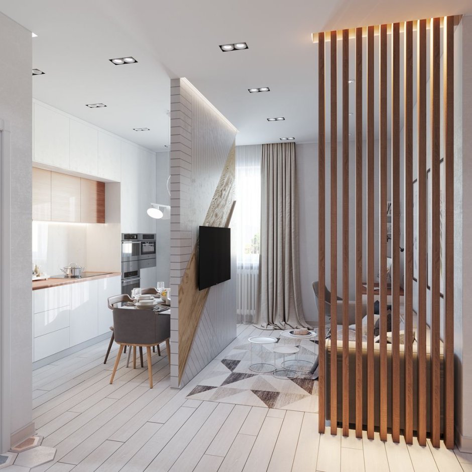 Отделка стен деревянными рейками