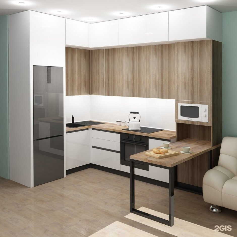 Угловая кухня в студии