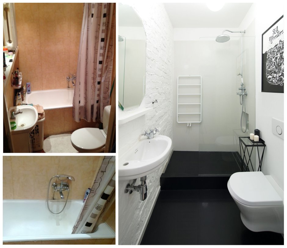 Санузел в хрущевке до и после