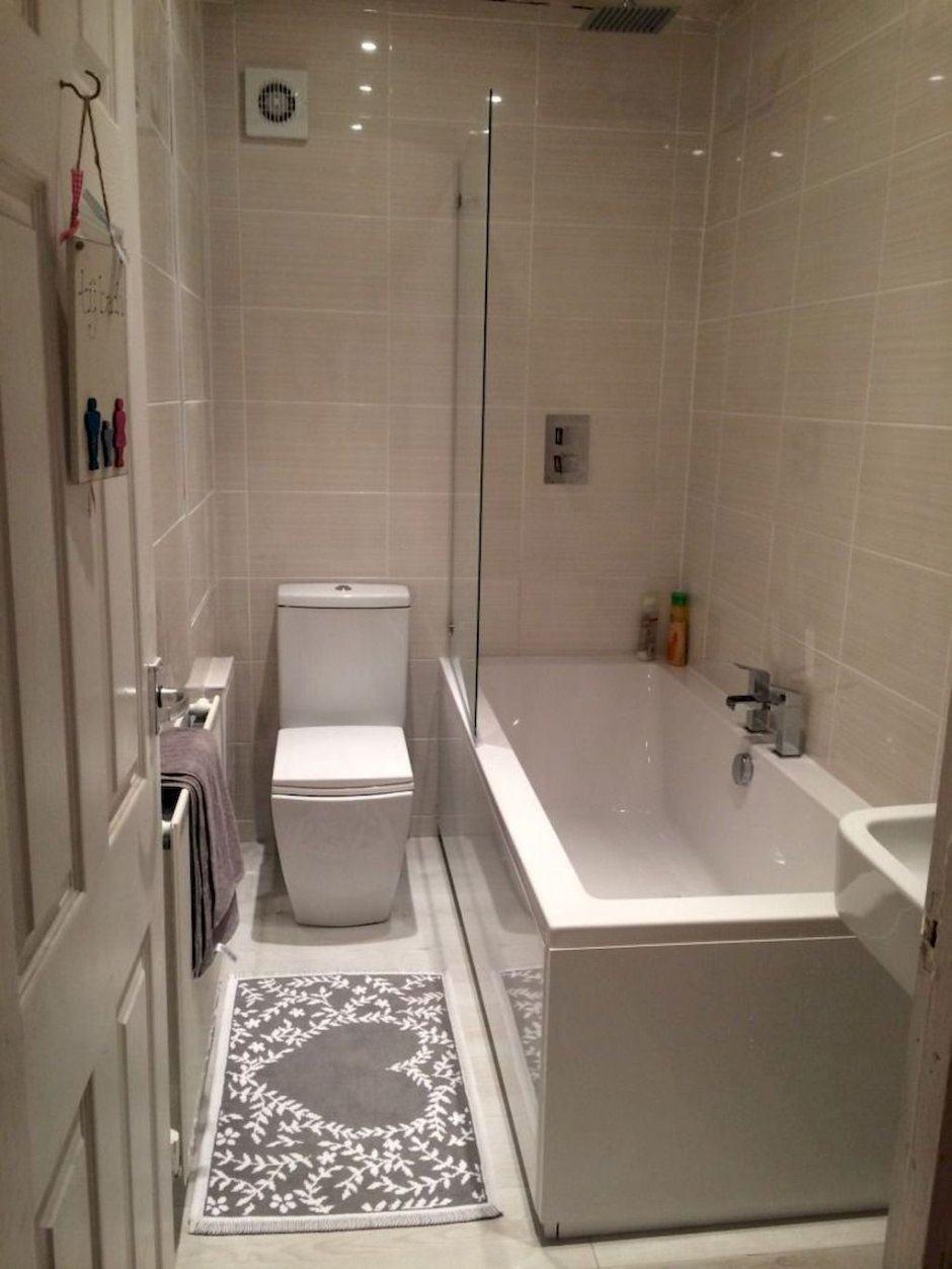 Узкая ванная комната с туалетом в хрущевке