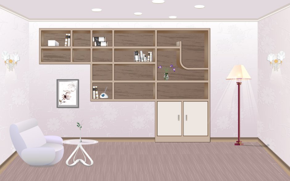 Обои с полочками для ярлыков