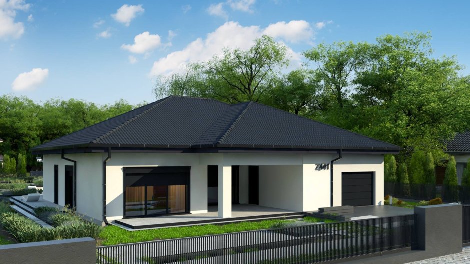 Z500 проекты одноэтажных домов с гаражом на 2 машины