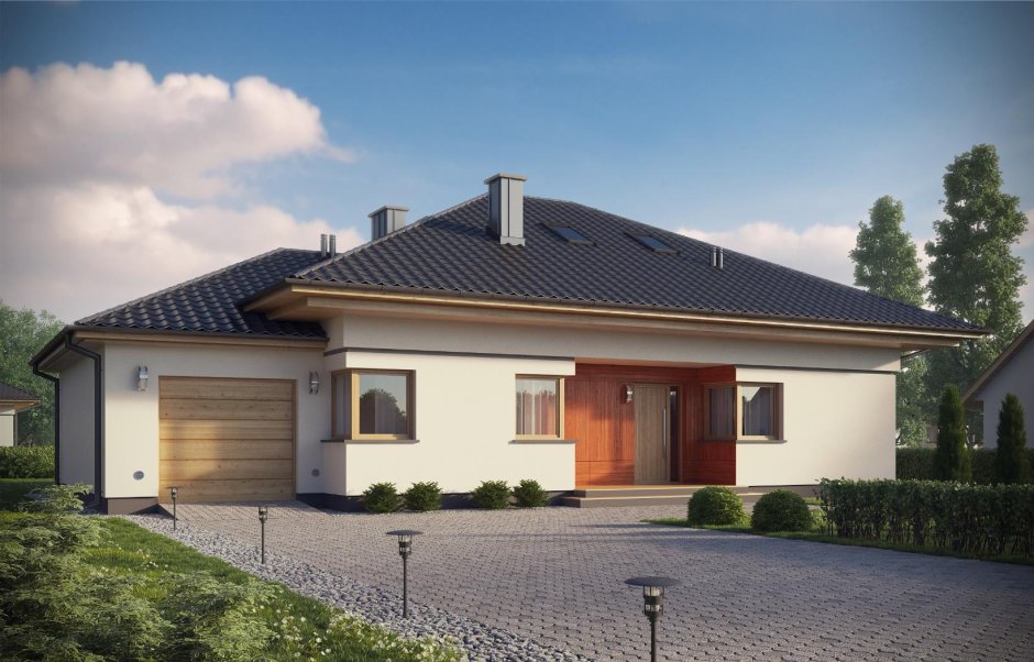 Гараж на 2 машины с четырехскатной крышей