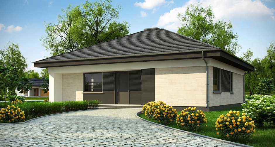 Сложная крыша одноэтажного дома