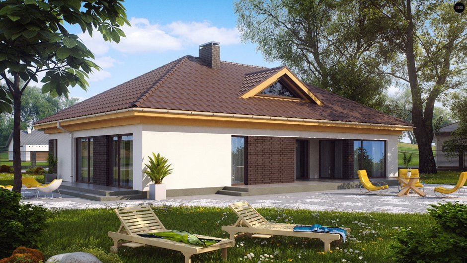 Z500 проекты одноэтажных домов с террасой