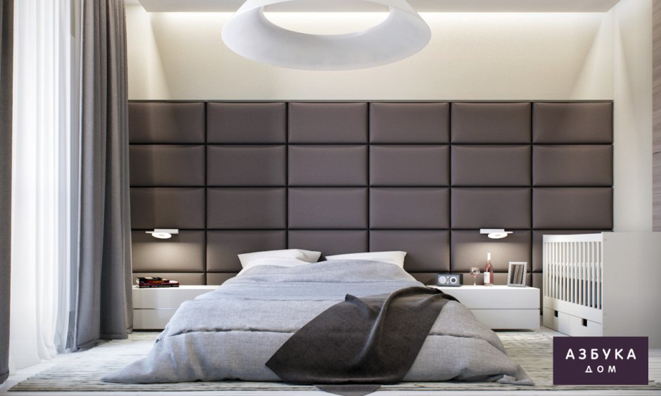 Мягкие панели в спальне Минимализм