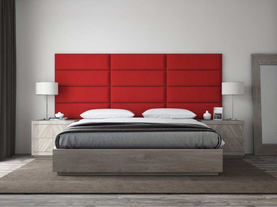 Мягкие стеновые панели в нише спальни