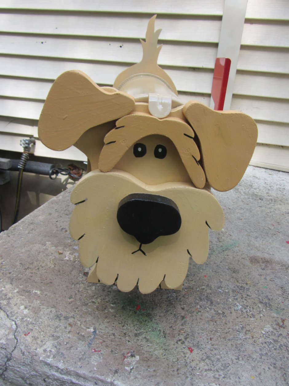 Настольная лампа собака из дерева