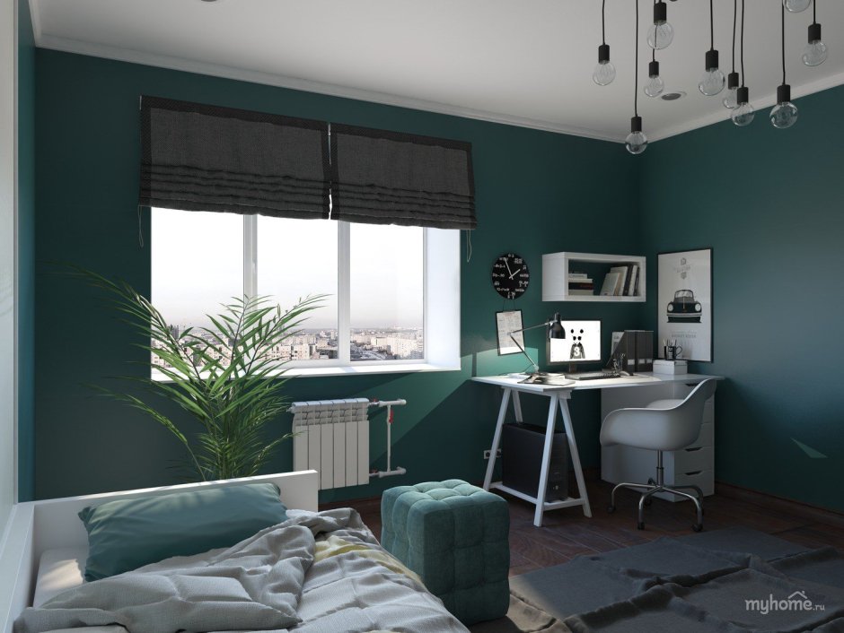 Комната подростка в зеленом цвете