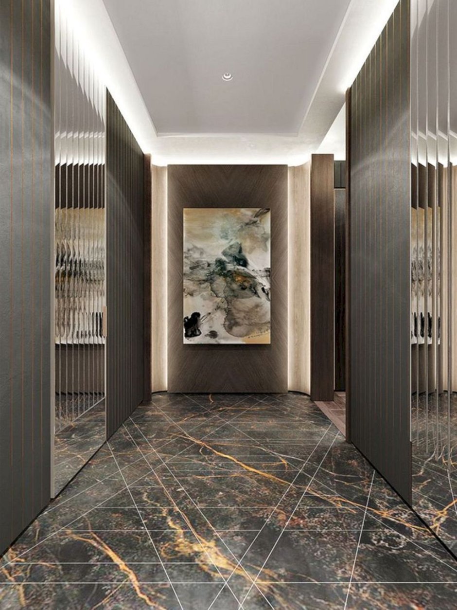 Черно белая плитка в коридоре