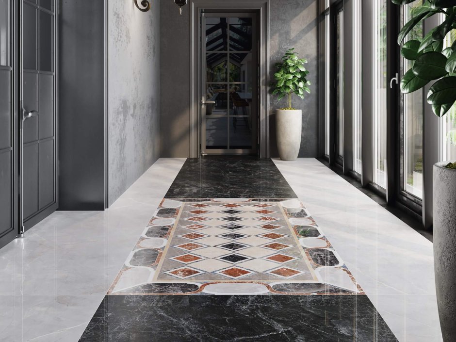 Белые стены с черными вставками