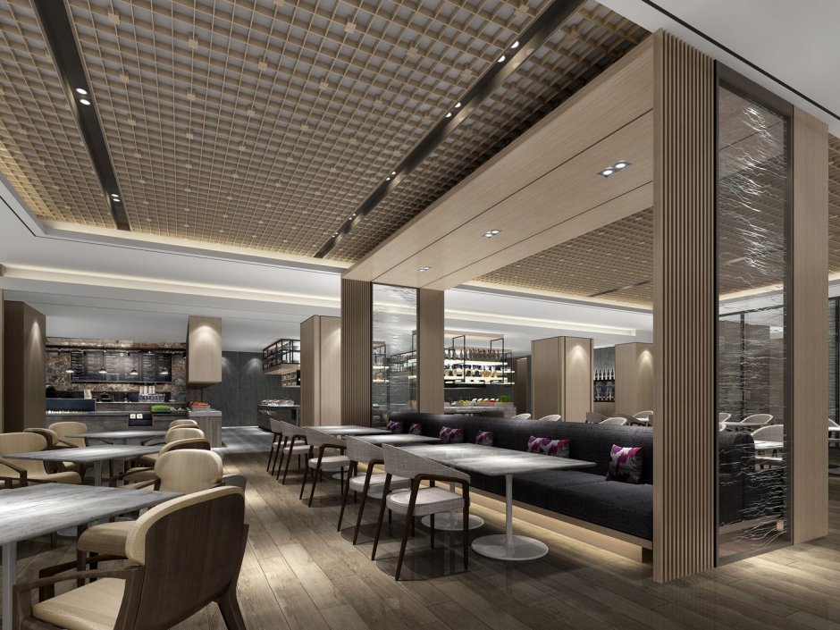 Современный интерьер ресторана белый