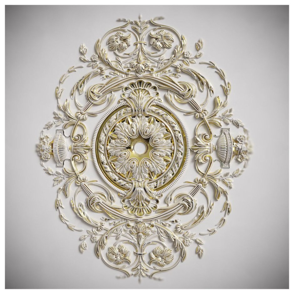 Лепнина из гипса на потолок вокруг люстры