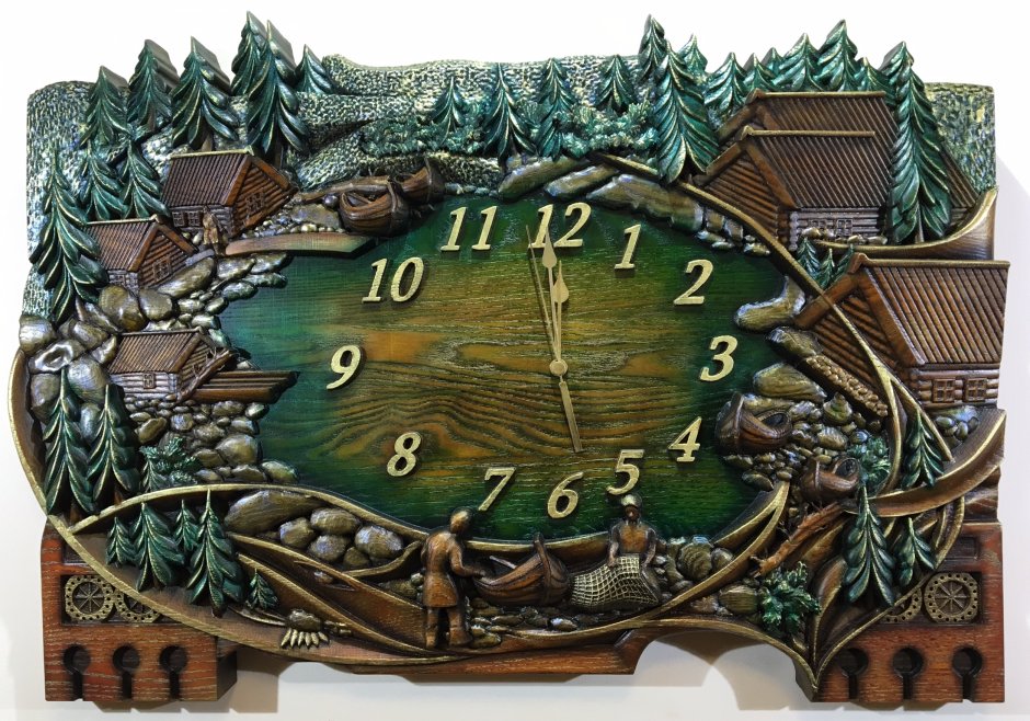 Резьба по дереву часы