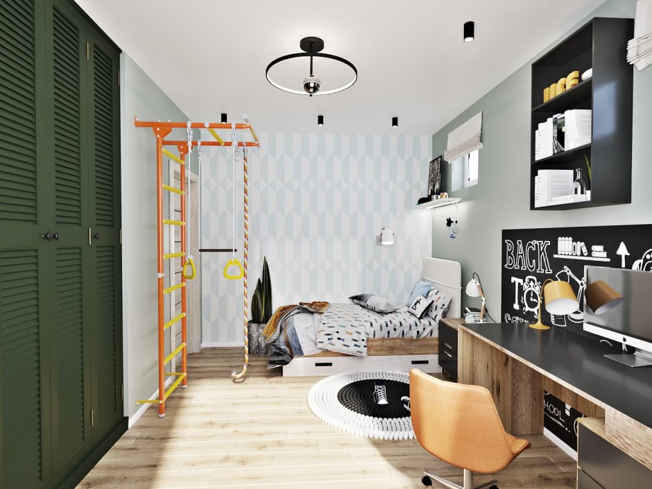 Интерьер детской комнаты для мальчика школьника