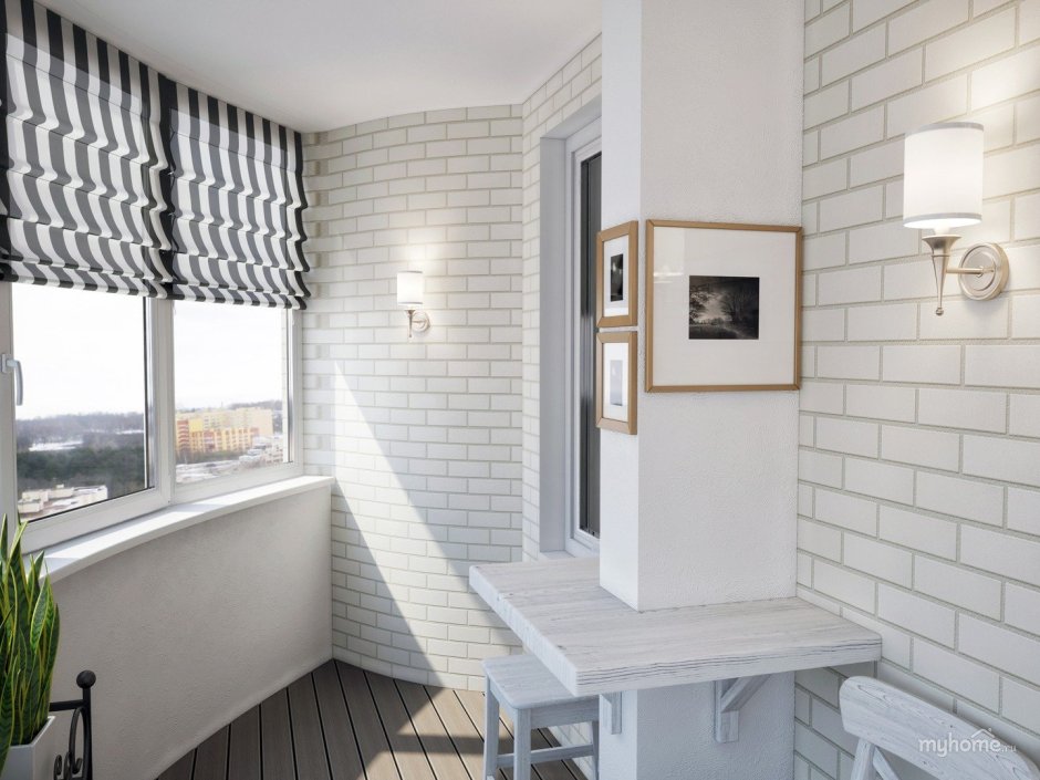 Балкон в стиле лофт красный кирпич