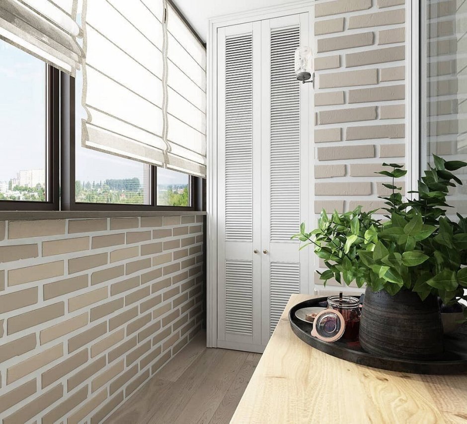 Декоративный кирпич на балконе