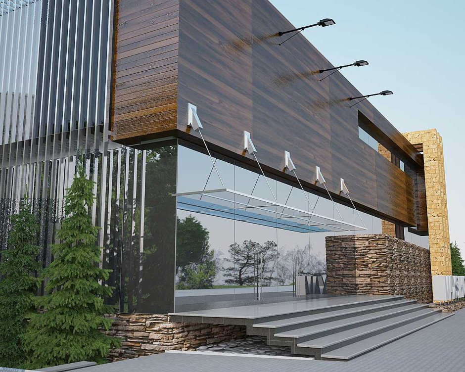 Стеклянная облицовка здания