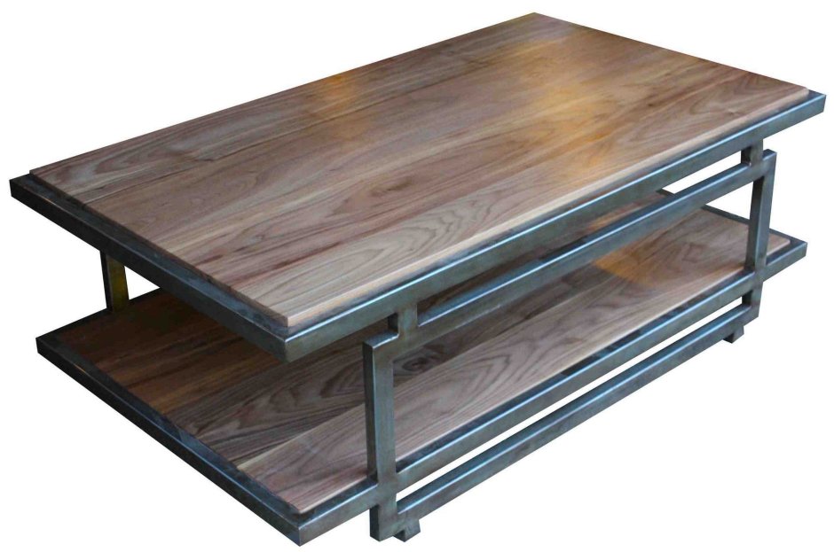 Журнальный столик из металла и дерева