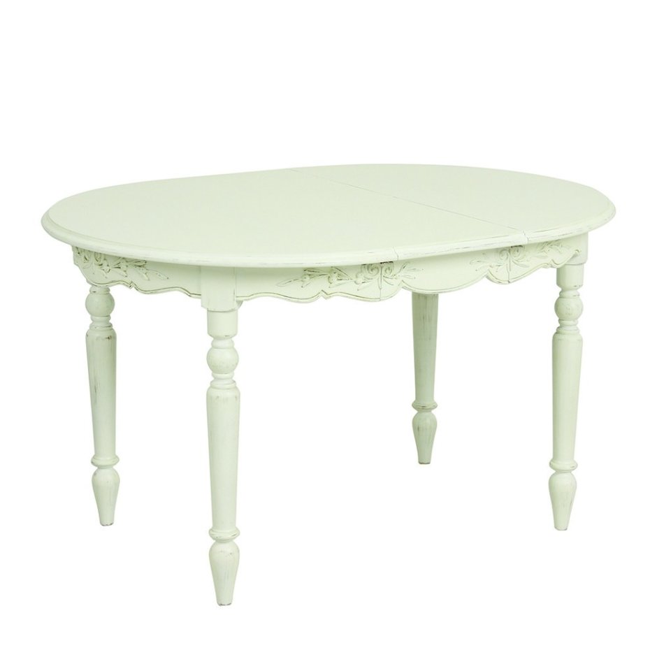 Обеденный стол круглый 120 см белый с состариванием White Rose