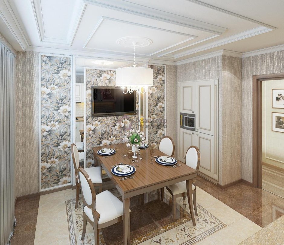 3д панели в интерьере кухни