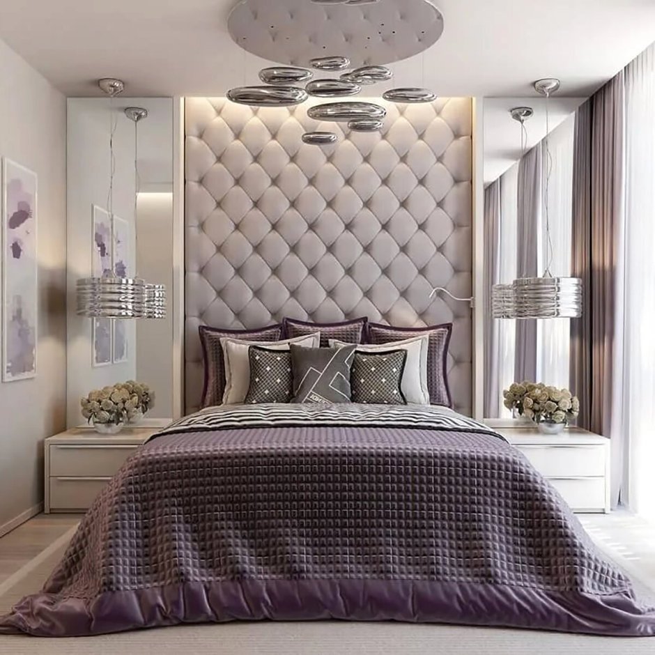 Мягкие панели в интерьере спальни