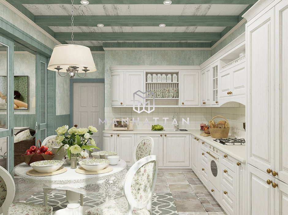 Кухня в Прованс стиле белая 9м2