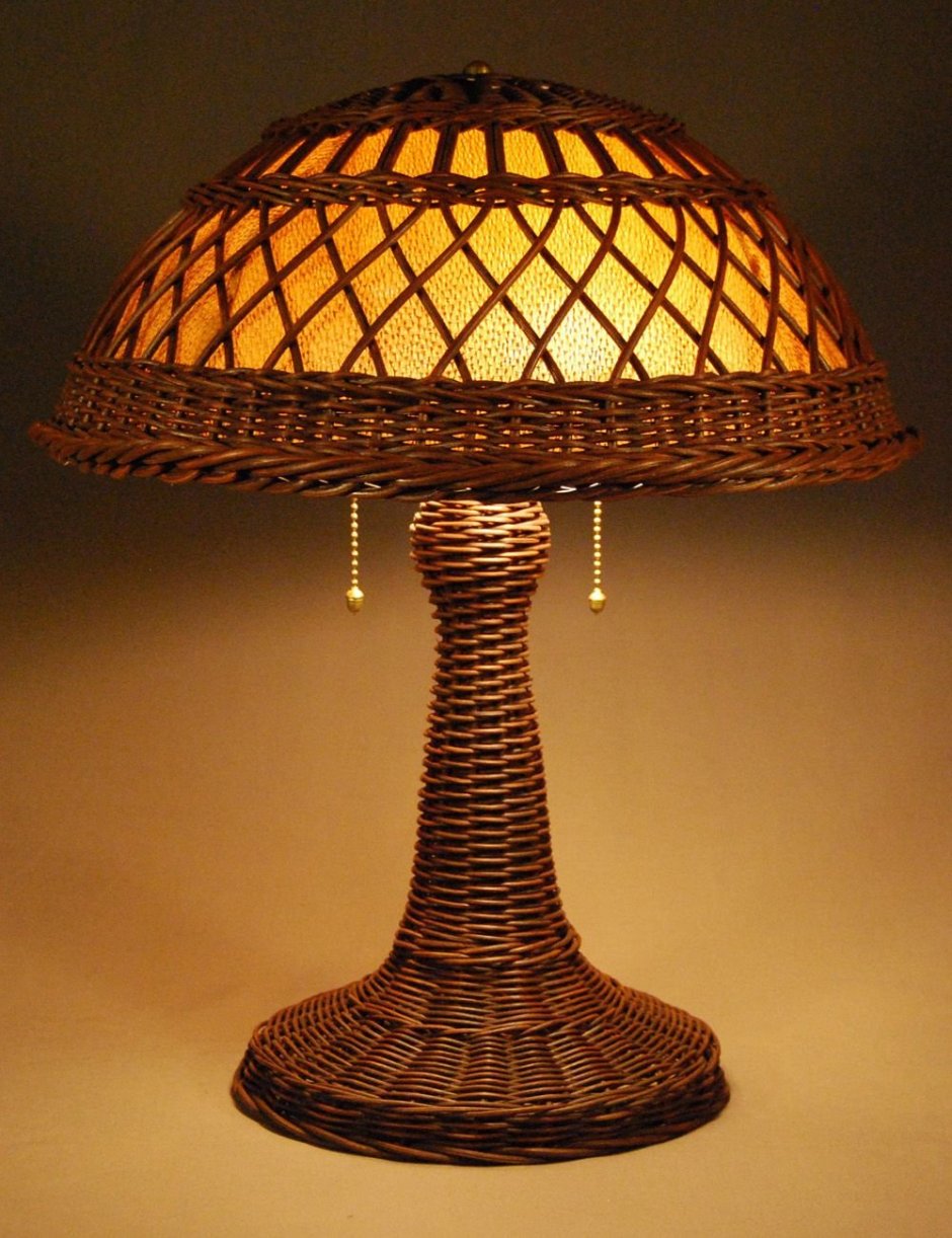 Плетеные абажуры в интерьере