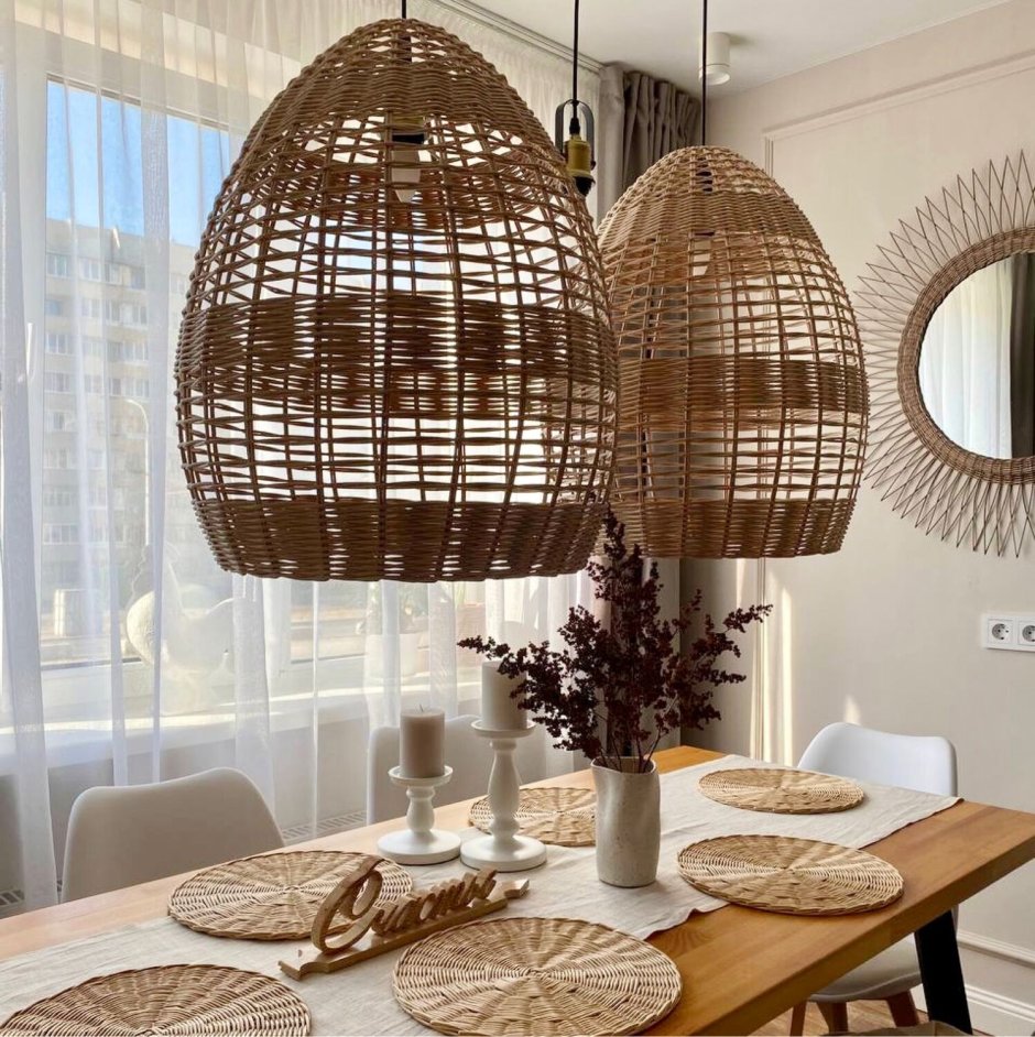 Плетеный абажур икеа