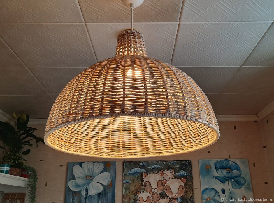 Абажур из бумажной лозы