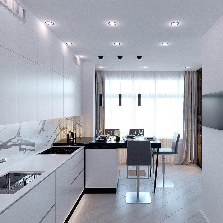 Современное освещение на кухне