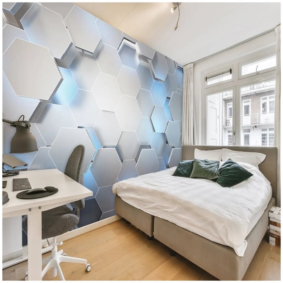 Флизелиновые обои 3d Неоновые соты