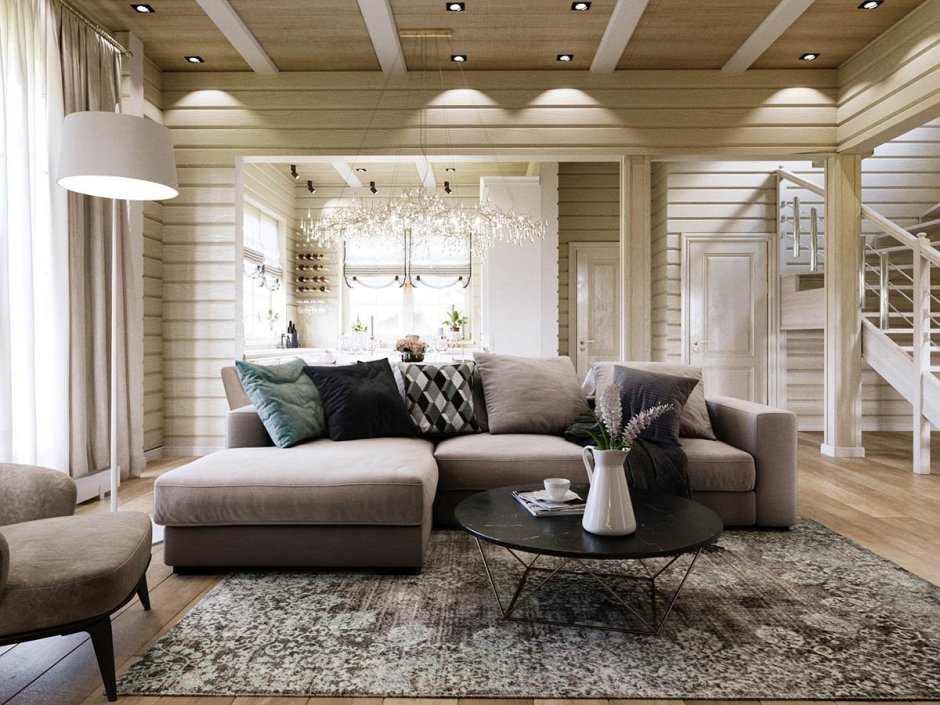 Сканди стиль в деревянном доме