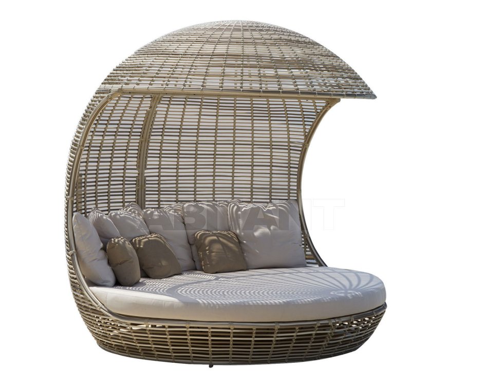 Круглая кровать из искусственного ротанга