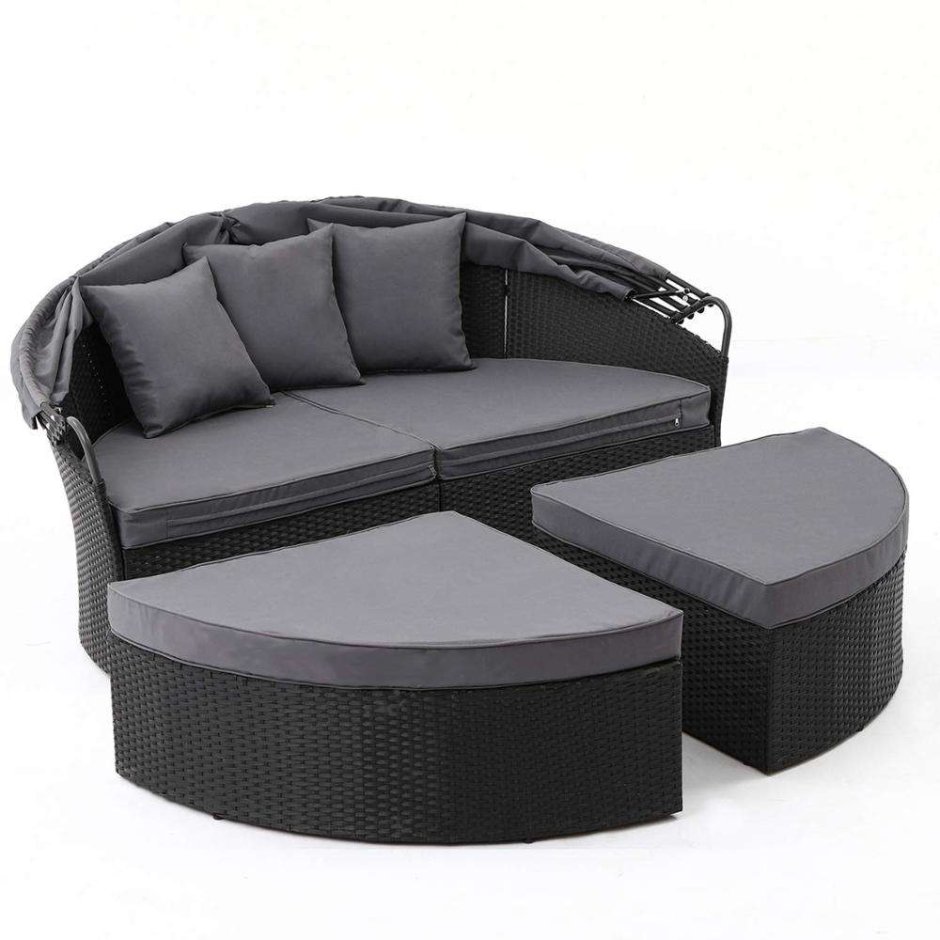 Круглый диван из ротанга