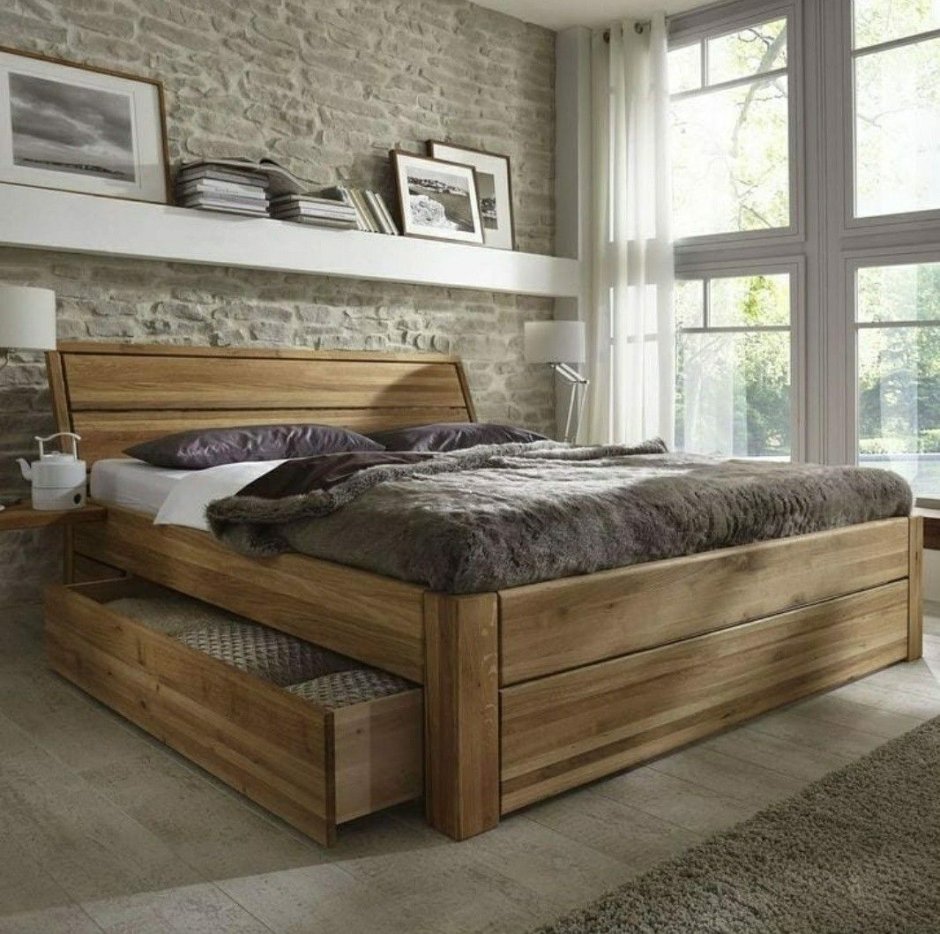 Кровать из массива дерева лофт 200на200