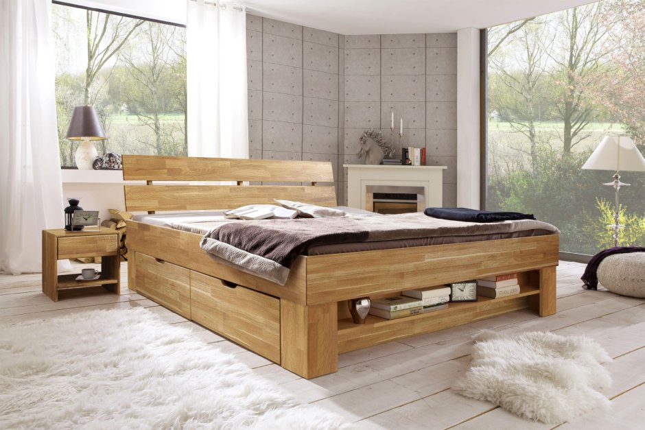 Кровать из массива дерева лофт 200на200