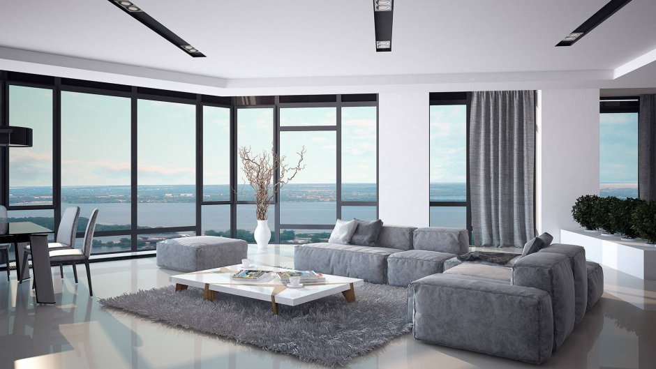 Интерьер с панорамными окнами