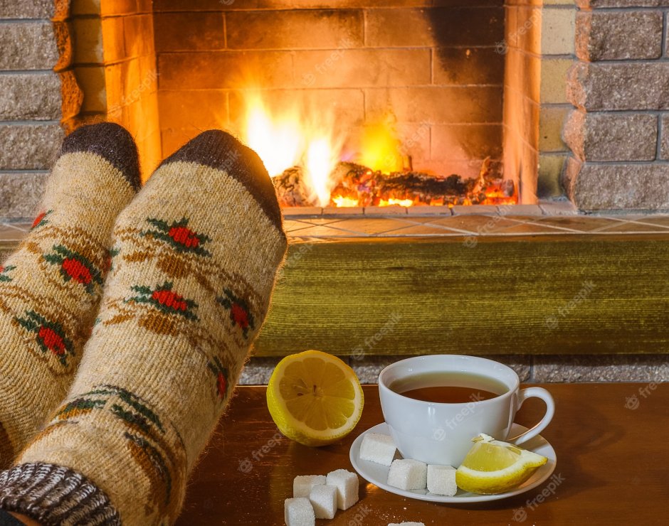 Носки возле камина