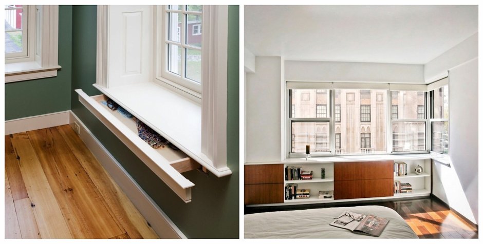 Письменный стол вдоль окна