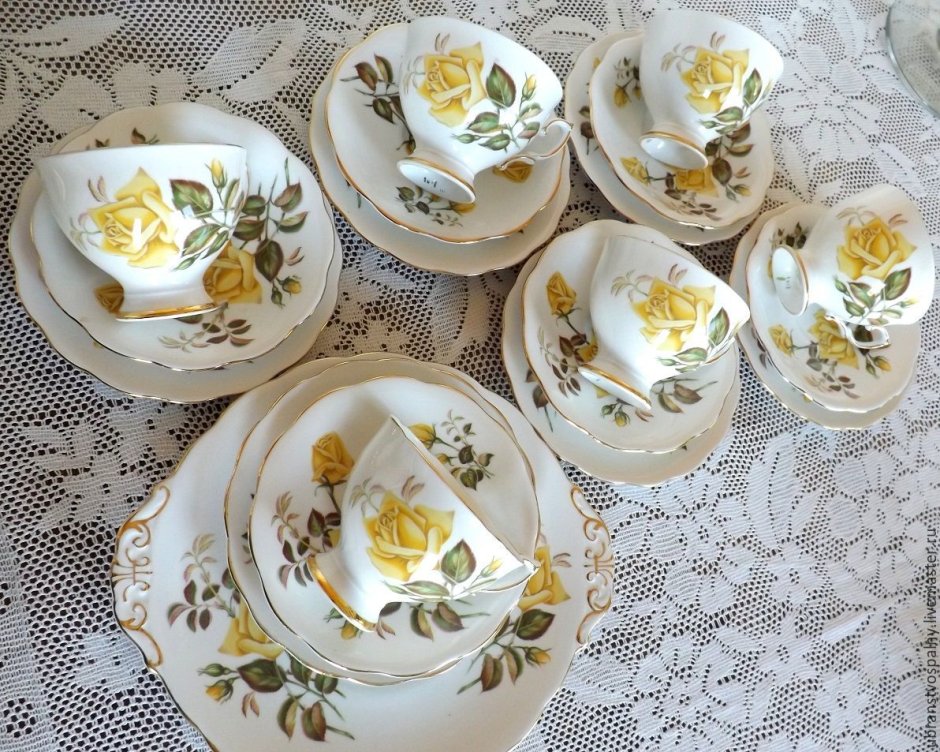 Сервиз Ильменау роза Золотая