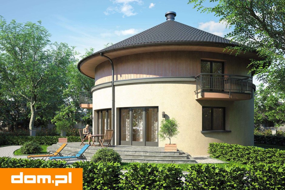 Круглый двухэтажный дом