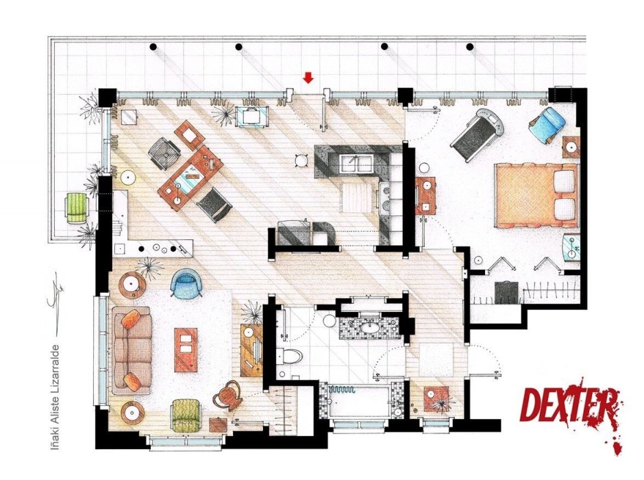 План интерьера вид сверху