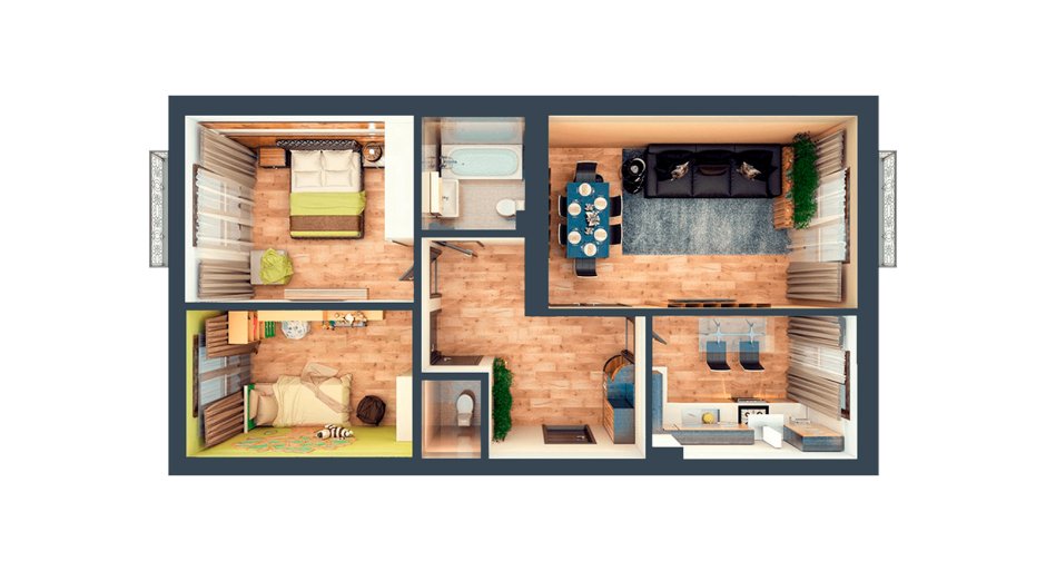 Двухкомнатная квартира вид сверху