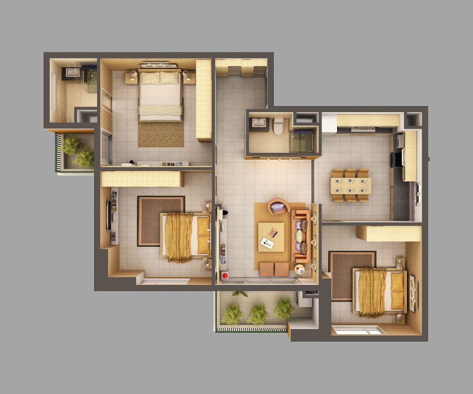 3dx Max планировка квартиры