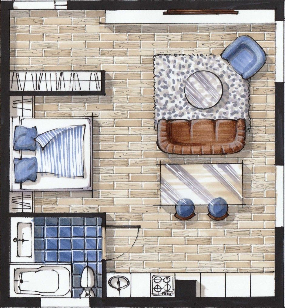 Интерьер вид сверху