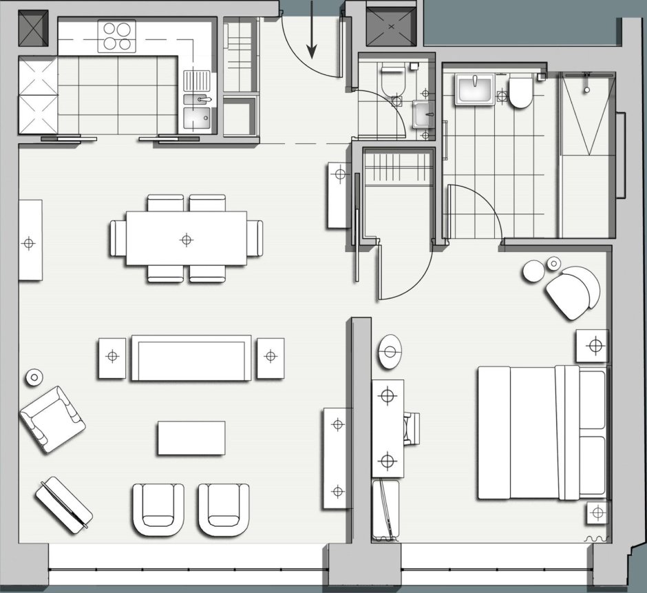 План расстановки мебели сверху