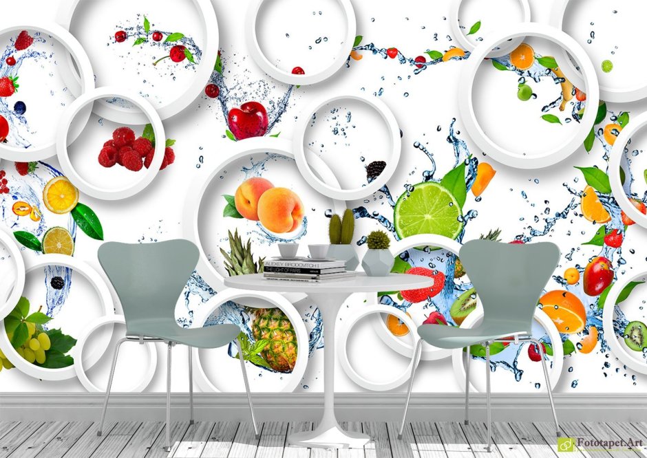 Фрески в интерьере кухни