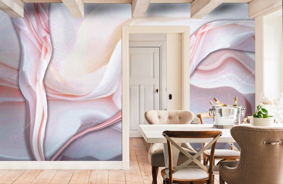 Серые обои в интерьере кухни